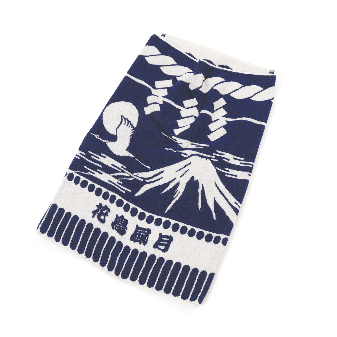 どすこいバスタオル・藍　ー花鳥風月ー